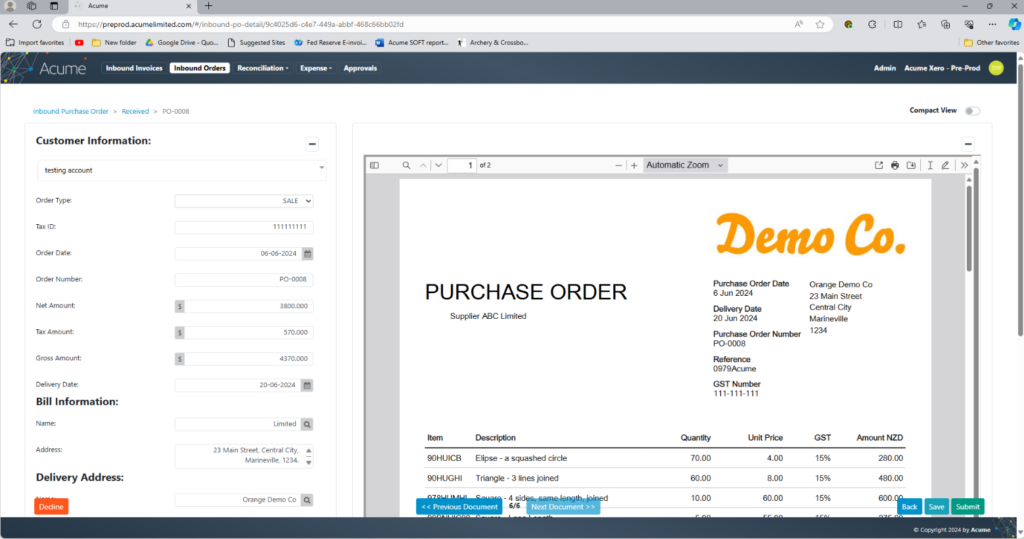 Select the Customer Choose the customer from the drop down list imported from your accounting software.